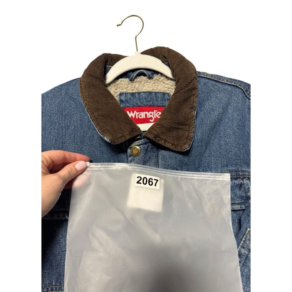 Wrangler Barn Jean Jacket Mens Large Sherpa Lined Corduroy Vintage 90s Chores - Picture 13 of 13